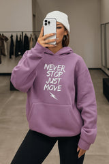 Never Stop Just Move – Purple Oversized Hoodie
