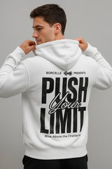 Push Your Limit Printed Oversized White Hoodie – CloudCraft Logo Front