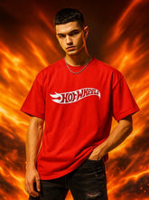 Hot Wheels Car Printed Oversized T-Shirt – Red | Front & Back Print | Unisex Streetwear – CloudCraft