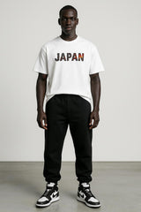 JAPAN Text Printed Oversized T-Shirt – White | Minimal Streetwear – CloudCraft