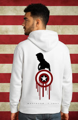 Marvel Front & Captain America Shield Back Printed Oversized Hoodie – White | Unisex Streetwear – CloudCraft