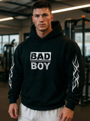 "BAD BOY" Printed Oversized Hoodie – Black | Unisex Streetwear – CloudCraft