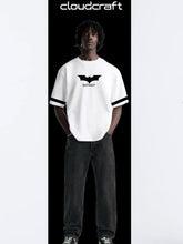 Batman Symbol Printed White Oversized T-Shirt – Tricolor Edition