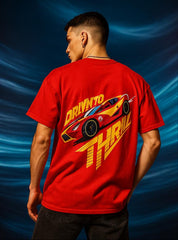 Hot Wheels Car Printed Oversized T-Shirt – Red | Front & Back Print | Unisex Streetwear – CloudCraft