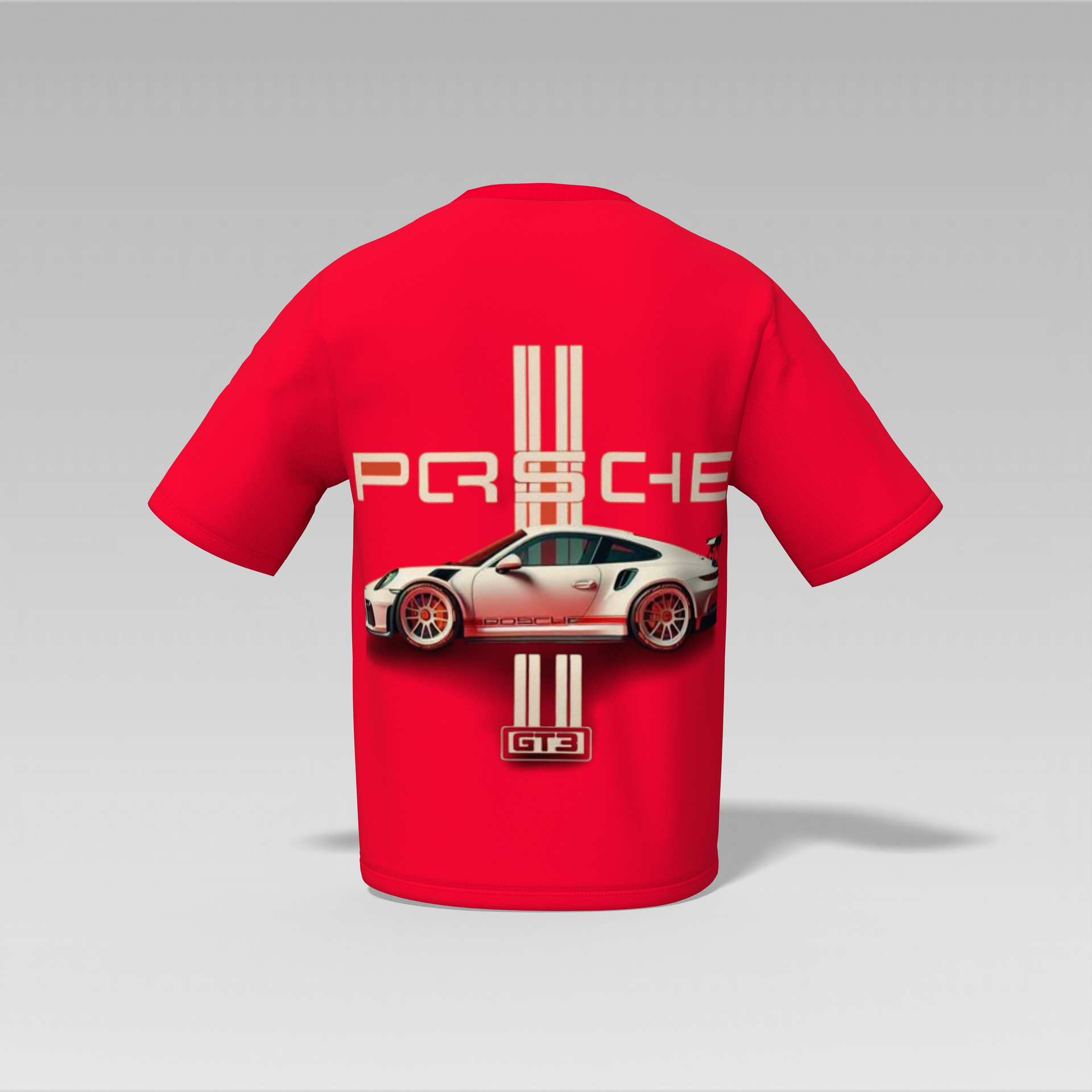 Porsche Oversized T-Shirt – Front & Back Print | Red | 240 GSM | CloudCraft