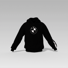 BMW Logo Printed Hoodie – Black | Unisex | 350 GSM Cotton Fleece