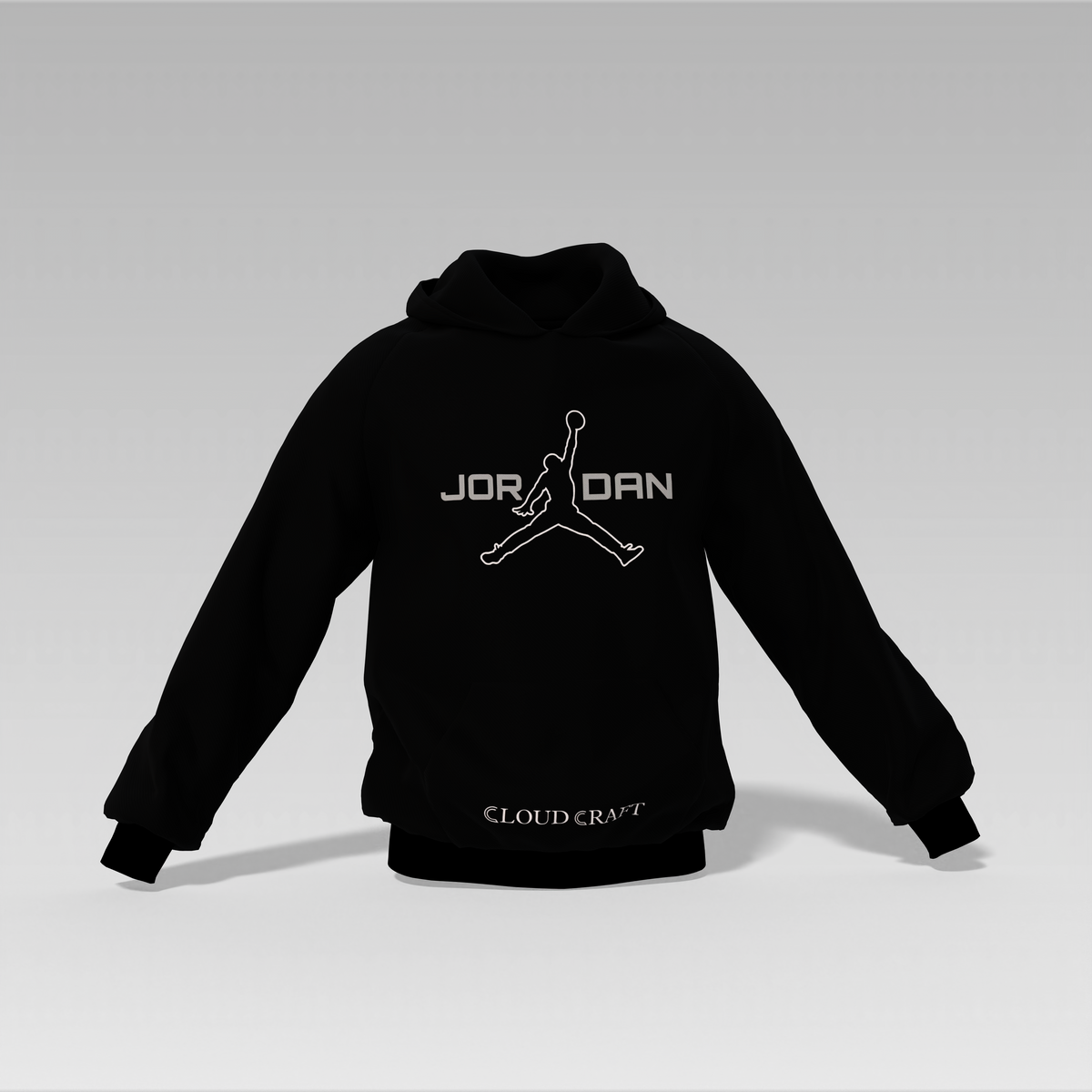Jordan Printed Hoodie – Black | Unisex | 350 GSM Cotton Fleece