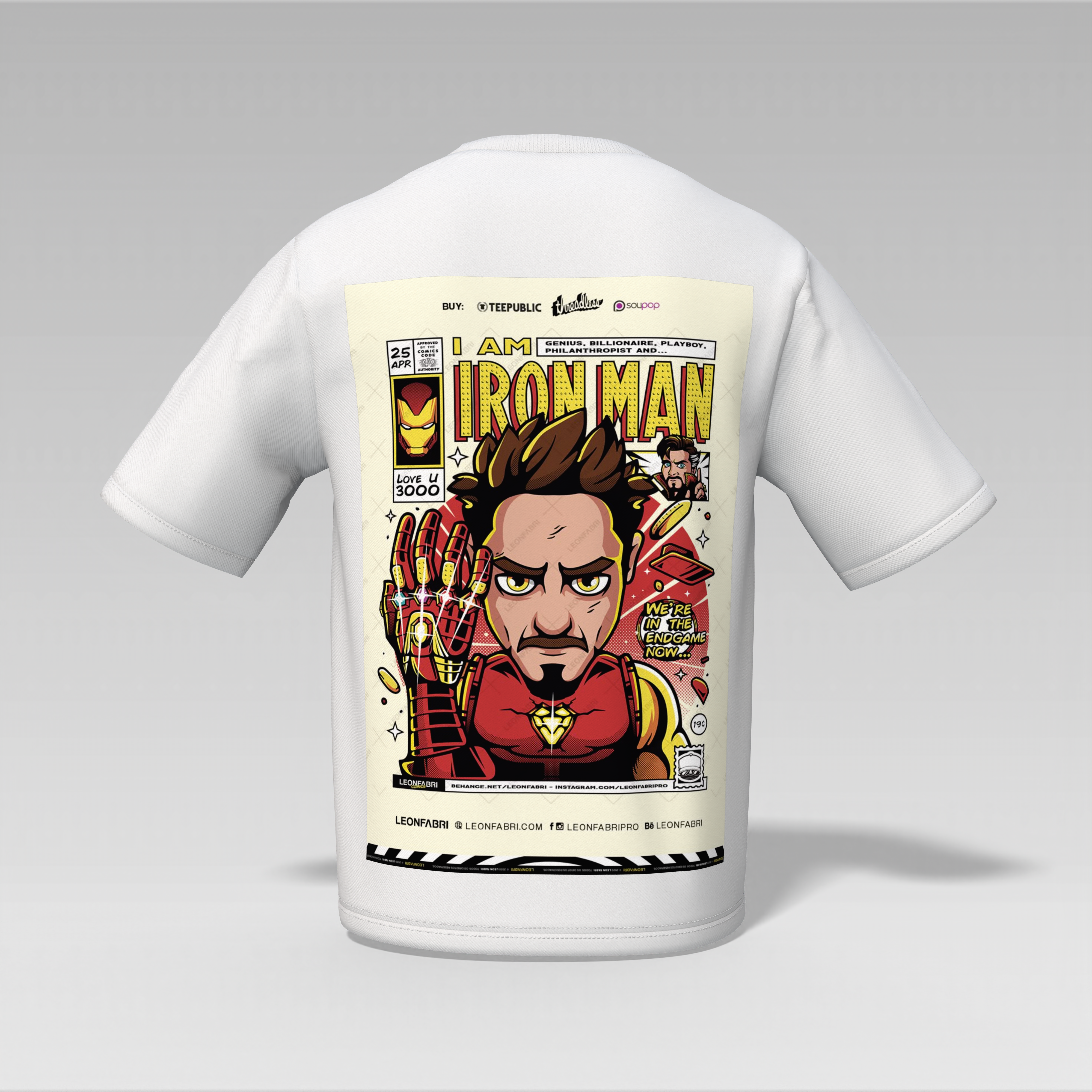 Iron Man Anime Oversized T-Shirt – Front & Back Print | White | 240 GSM | CloudCraft