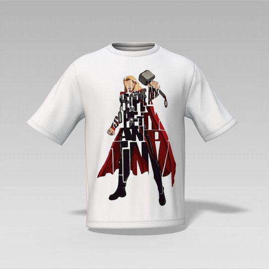 Thor Printed Oversized Unisex T-Shirt – White