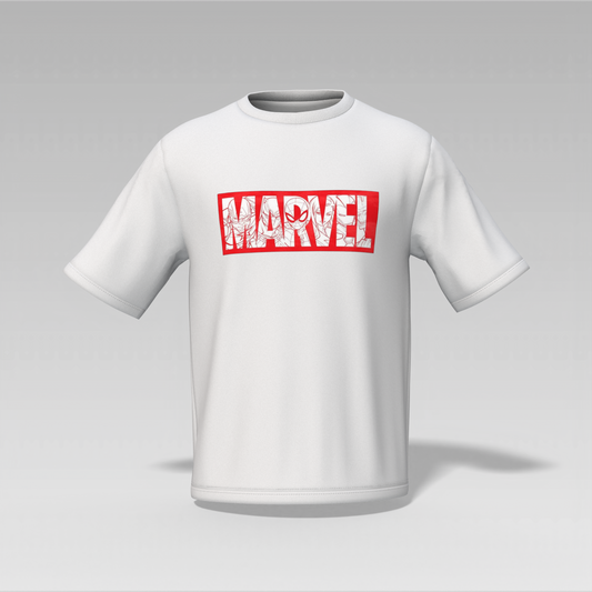 Marvel & Iron Man Printed Oversized Unisex T-Shirt – White