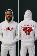 Jordan Text & Logo Printed Oversized Hoodie – White | Unisex Streetwear by Cloud Craft