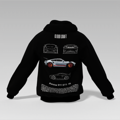 Porsche Motorsport Printed Hoodie – Black | Front & Back Print | Unisex | 350 GSM Fleece